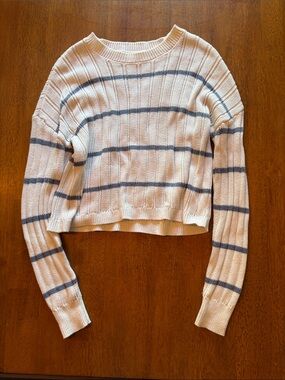 Aeropostale Cream Sweater with Navy Stripes